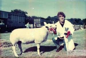 Christine Broom with prize sheep at Agricultural Show