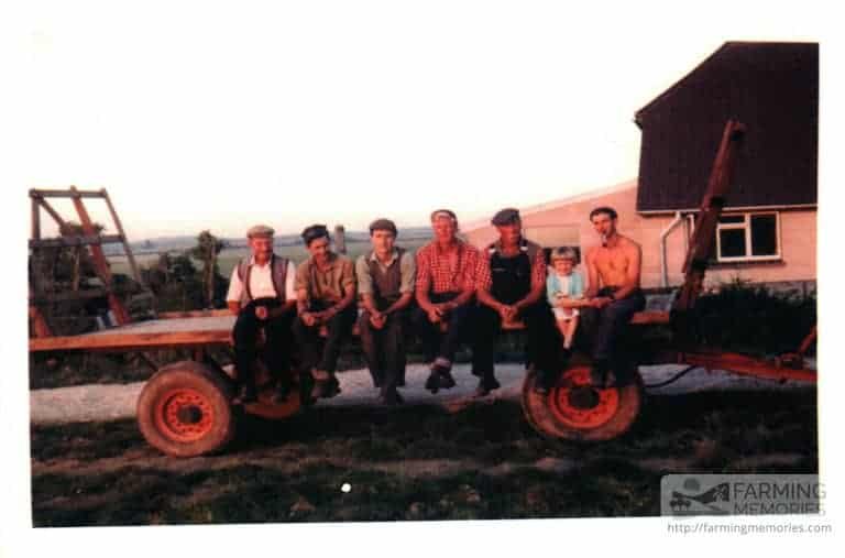 Geoff Phillips and gang (local men) on the trailer haymaking time