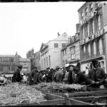 Glass negative of market at St. James Square, Newport