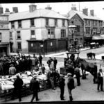 Glass negative of market at St. James Square, Newport