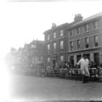 Glass negative of market at St. James Square, Newport