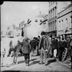 Glass lantern slide of market at St. James Square, Newport