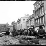 Glass negative of market at St. James Square, Newport