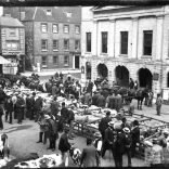 Glass negative of market at St. James Square, Newport