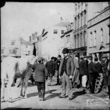 Glass lantern slide of market at St. James Square, Newport