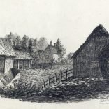 A pencil drawing of the farm house and land at Watchingwell 1833 by H. R. Pitman