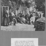 Black and white photograph of a group of farm workers and longshoremen outside the Chine Inn, Shanklin 1860